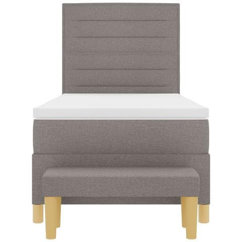 Letto con box spring e panca tortora 90x190 cm in tessuto - Foto 9