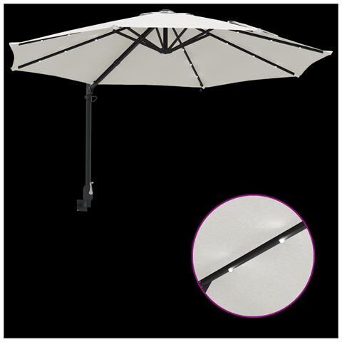 Ombrellone da Giardino a Parete con LED Sabbia 248 cm - Foto 9