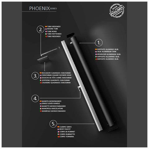 Imex Doccia Piscina In Acciaio 316 Grigio Con Rubinetto Monovia E Diffusore Quadrato Anticalcare Phoenix - Foto 6