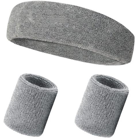 Set Fascia E Polsini Sportivi - Traspirante, Assorbi-sudore E Confortevole Grey - Foto 1