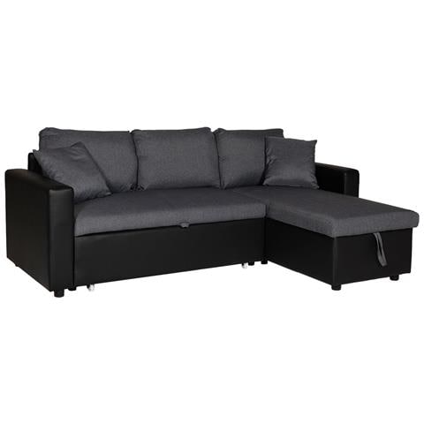 Clark Divano Letto Angolare A 3 Posti Grigio E Nero - Foto 1
