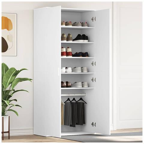 Mobile per scarpe Bianco 80 x 39 x 180 cm Legno multistrato - Foto 2