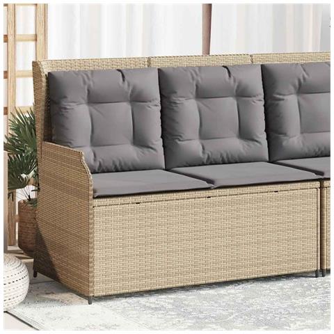 Panca Reclinabile da Giardino con Cuscini Beige in Polyrattan - Foto 2