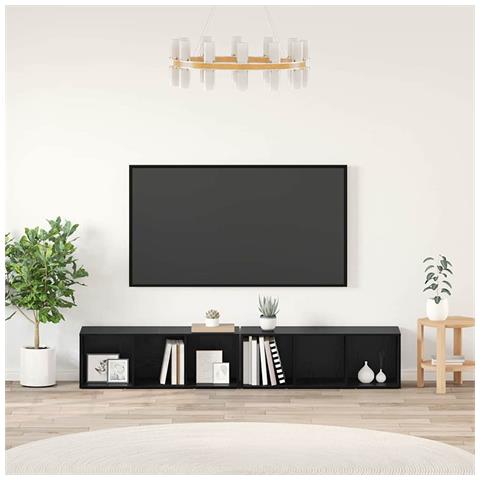 Set mobile TV 2 pcs Rovere Nero Legno multistrato - Foto 2