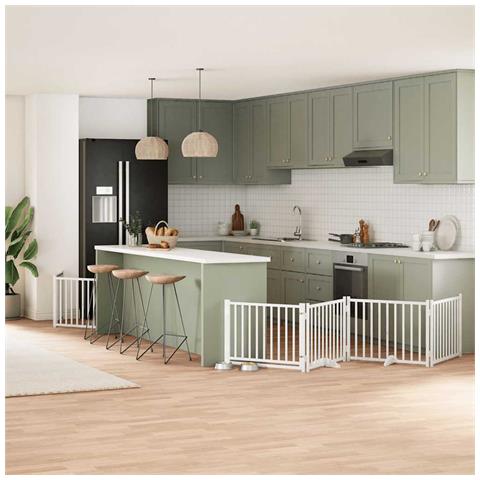 Cancello Cani Porta Pieghevole Bianco 12 Pannelli 960 cm Pioppo - Foto 2