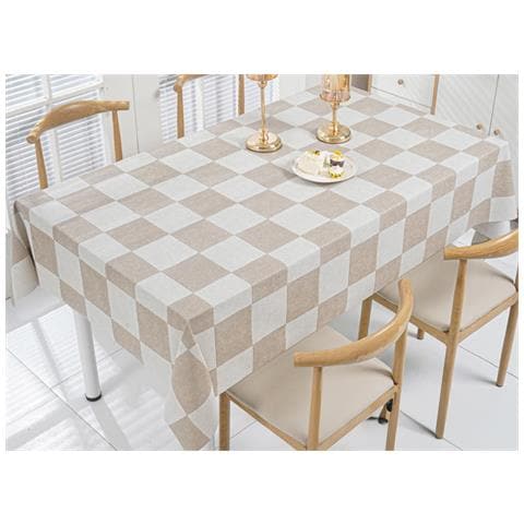 Tovaglia Antimacchia Pvc Proteggi Tavolo Maniva Glitter Quadri 100x140 D10 Beige - Foto 1