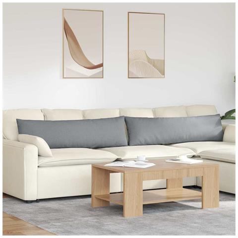 Cuscini da Divano 2 pcs Grigio chiaro 145 x 40 cm Tessuto - Foto 2