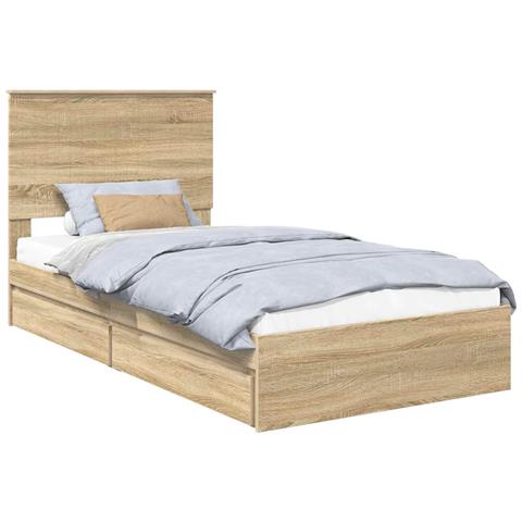 Letto con Contenitore con testiera Rovere Sonoma 100 x 200 cm - Foto 1