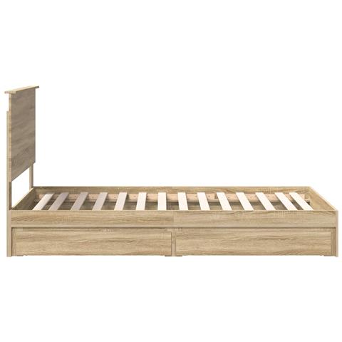 Letto con Contenitore con testiera Rovere Sonoma 100 x 200 cm - Foto 9