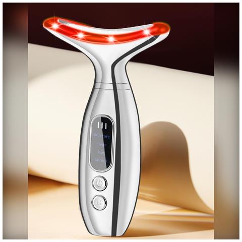 Massaggiatore Vibrante Termico Per Collo - Viso E Collo, Temperatura Costante, Luce Led White - Foto 2