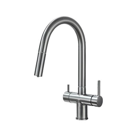 Rubinetto per lavello da cucina, Blackswan, tipo M392 con uscita acqua purificata, doccia mobile, modello grigio antracite, misura 38 cm - Foto 1