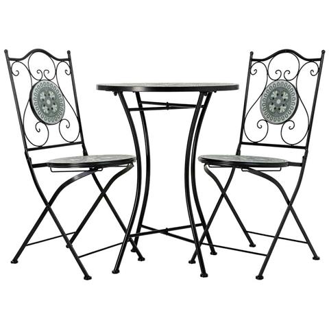 Set Tavolo E 2 Sedie In Metallo Multicolore, 60x60x75h Cm, 38x46x90h Cm - Foto 2