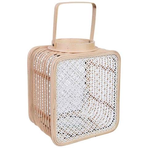 Lanterna In Rattan E Metallo Con Vetro 24x19x28h Cm - Foto 1