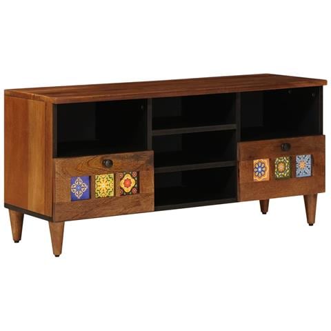 Mobile TV Noce 100 x 33 x 46 cm Legno di mango massello - Foto 1