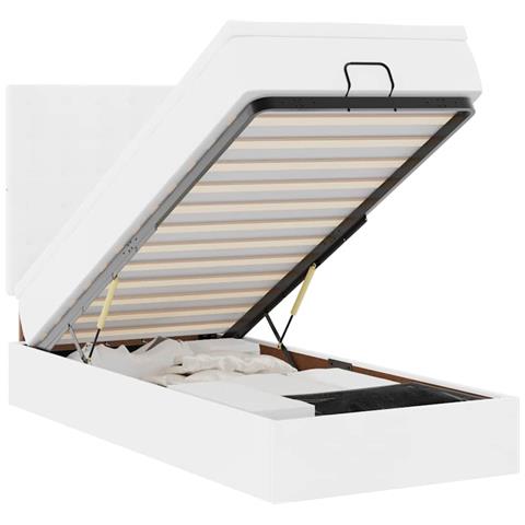 Letto Pouf con Materasso Bianco 90x190 cm Similpelle - Foto 1