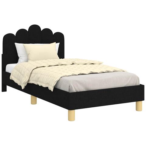 Struttura letto bambini con testata Nero 80 x 160 cm Tessuto - Foto 1