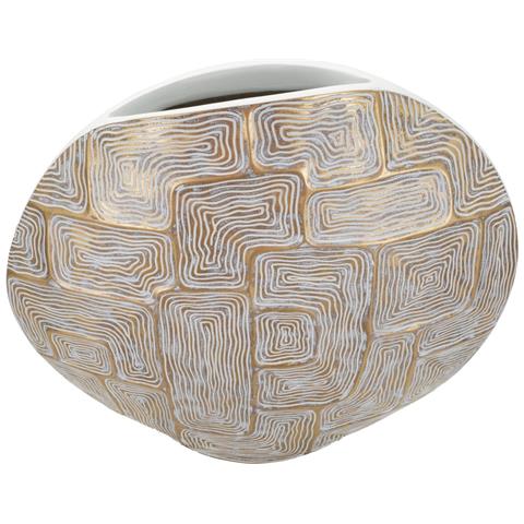 Vaso Eclips Bianco E Oro In Resina Dal Profilo Circolare - Foto 2