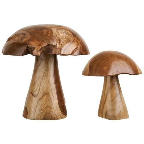 Funghi Decorativi Kodi In Teak Naturale, Set Di 2 - Foto 2