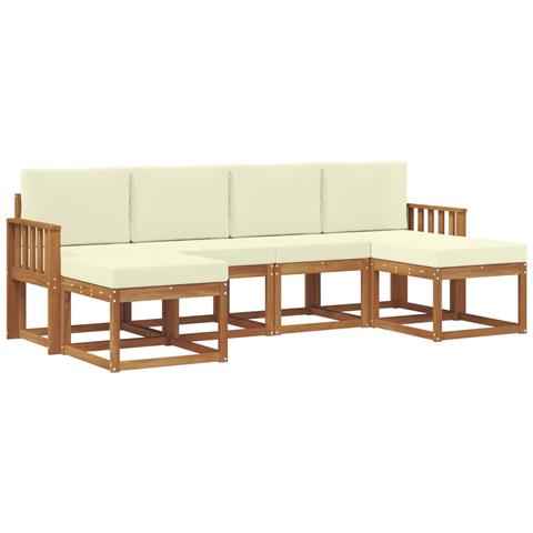 Set di divani da esterno con cuscino 6 pcs Naturale e Crema - Foto 1