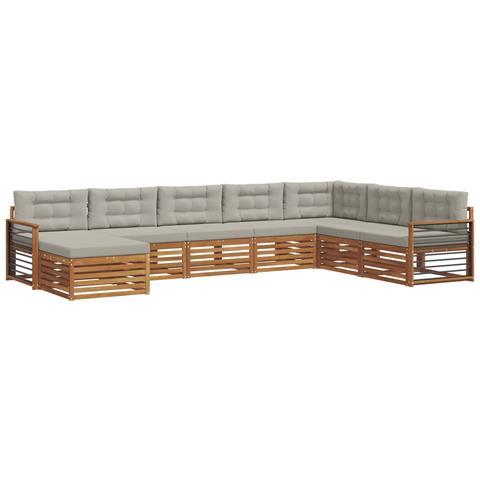Set divani con cuscino 8 pcs Grigio Naturale e Chiaro - Foto 1