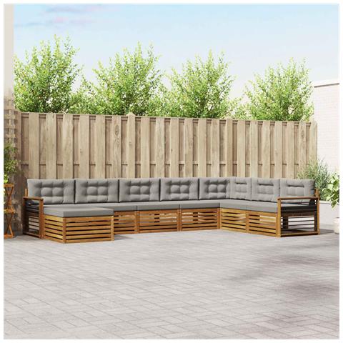 Set divani con cuscino 8 pcs Grigio Naturale e Chiaro - Foto 2