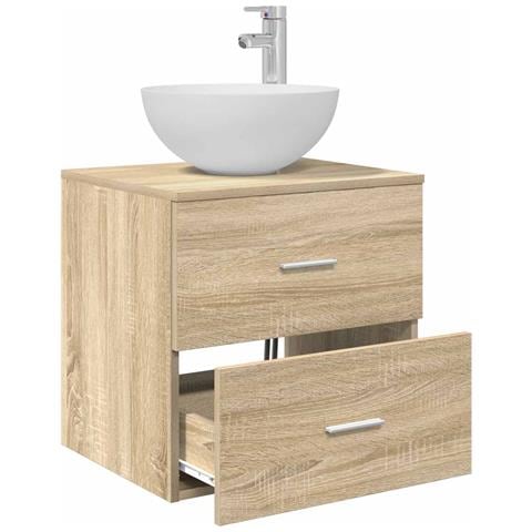 Mobiletto con Lavabo a Parete Rovere Sonoma 49,5 x 35 x 63 cm - Foto 2