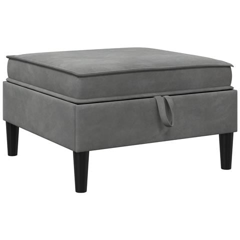 Pouf con Storage Grigio Scuro Velluto - Foto 1