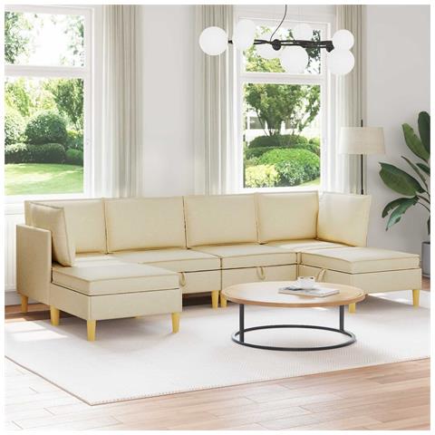 Set di divani modulari con spazio di archiviazione 6 pcs Crema - Foto 2