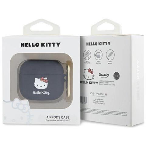 Custodia In Silicone 3d A Forma Di Testa Di Hello Kitty Per Airpods 3 - Nera - Foto 2
