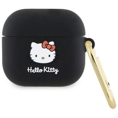 Custodia In Silicone 3d A Forma Di Testa Di Hello Kitty Per Airpods 3 - Nera - Foto 3
