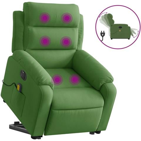Poltrona Alzapersona Massaggi Elettrica Verde Chiaro Velluto - Foto 1