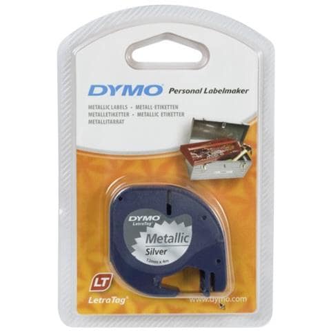 Nastro Laminato per Etichettatrice con Banda di Metallo Formato 12 mm x 4 m Rosso su Bianco - Foto 1