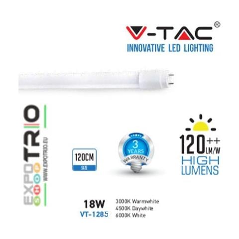 Neon A Led Tubo 120 Cm 18w G13 T8 Smd High Lumens Nano Plastic Luce Naturale 4500k Vt-1285 6304 - Foto 1