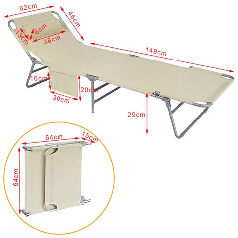 2 X Sdraio Pieghevole, lettini Prendisole, schienale Reclinabile, beige, ogs35-mi - Foto 2