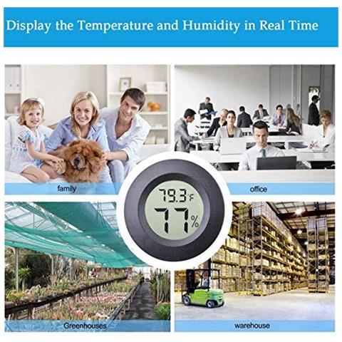 2-pack Mini Termometro Digital Lcd Monitor Dellinterno Gauge Esterna Del Tester Di Umidit Per Umidificatori Deumidificatori Serra Basement Babyroom Fahrenheit O Celsius (nero-2 Pack)  - Foto 4