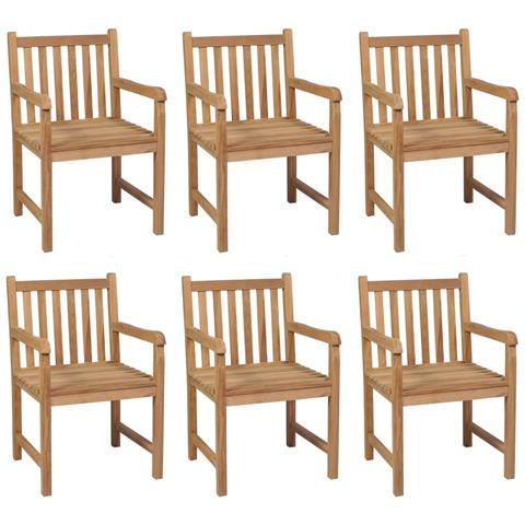 Sedie da Giardino 6 pz con Cuscini Grigi in Massello di Teak - Foto 2