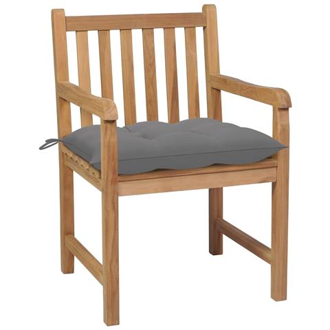 Sedie da Giardino 6 pz con Cuscini Grigi in Massello di Teak - Foto 10