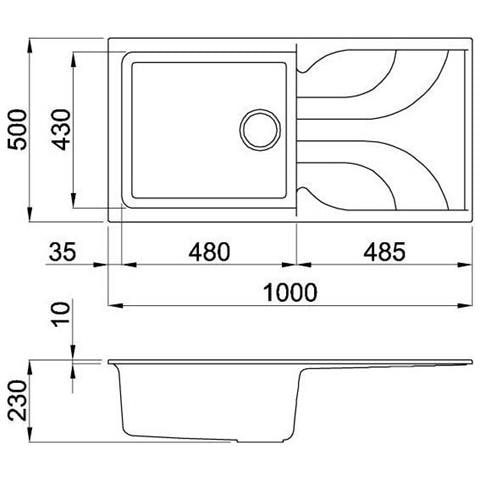 Lavello Incasso 1 Vasca con Gocciolatoio 100×50 cm Linea Ego 480 M79 in Metaltek LME48079 Colore Grigio Aluminium - Foto 3