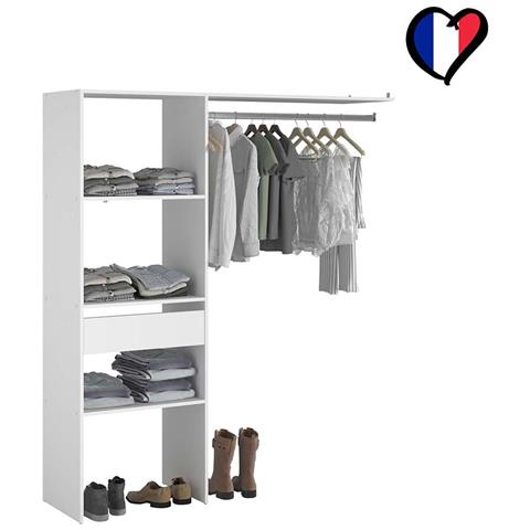 Elysee Armadio A Vista Bianco 3 Ripiani, 1 Cassetto, 1 Vano Appendiabiti - Foto 6