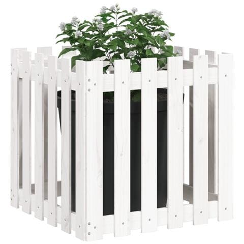 Fioriera Giardino A Recinzione Bianca 60x60x60 Cm Massello Pino - Foto 2