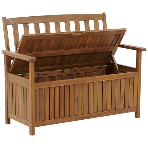 Panca Da Giardino In Legno Di Acacia 120 Cm Con Cuscino Rosso Sovana - Foto 2