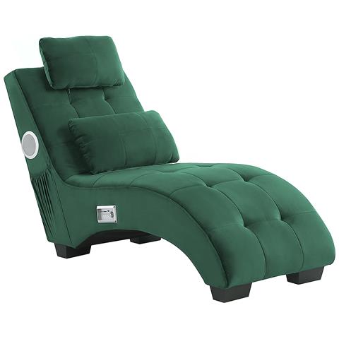 Chaise Longue Simorre Velluto Verde Smeraldo Con Altoparlante Bluetooth Integrato - Foto 2