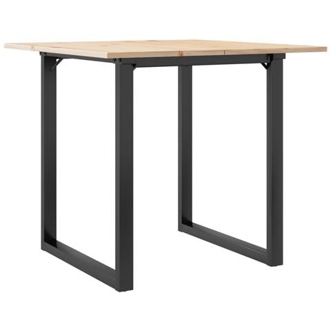 Tavolo Da Pranzo Telaio A O 90x90x75 Cm Massello Pino E Ghisa - Foto 2