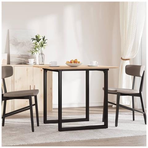 Tavolo Da Pranzo Telaio A O 90x90x75 Cm Massello Pino E Ghisa - Foto 3