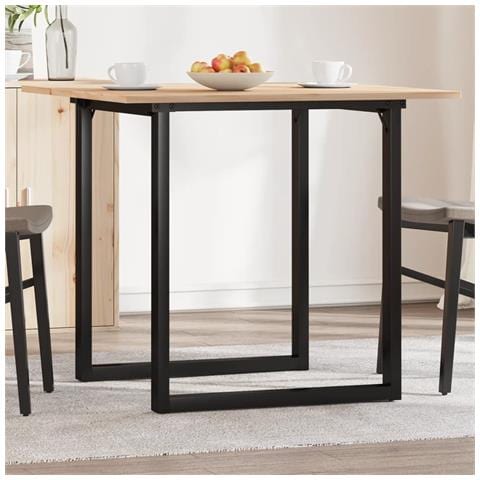 Tavolo Da Pranzo Telaio A O 90x90x75 Cm Massello Pino E Ghisa - Foto 1