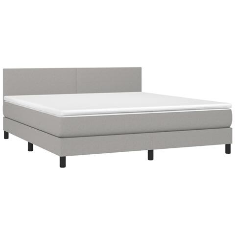 Letto A Molle Materasso E Led Grigio Chiaro 160x200 Cm Tessuto - Foto 2