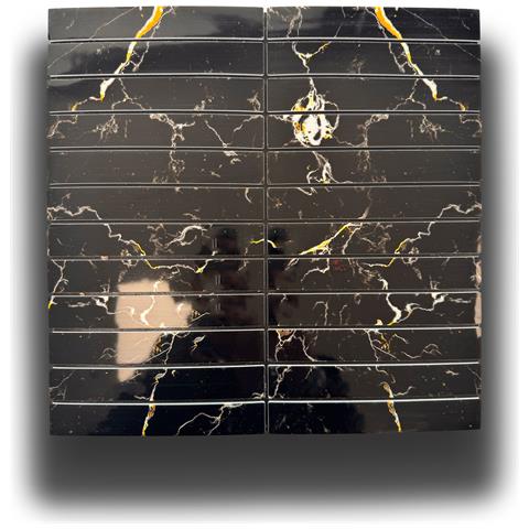 Piastrelle 3d Autoadesive In Pet Acustiche E Isolanti 30x30cm (4mm Spessore) Lamelli Neri - Foto 1