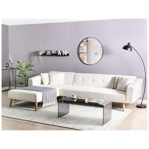 Divano Angolare Vadso Bouclé Bianco Sporco Destra - Foto 1