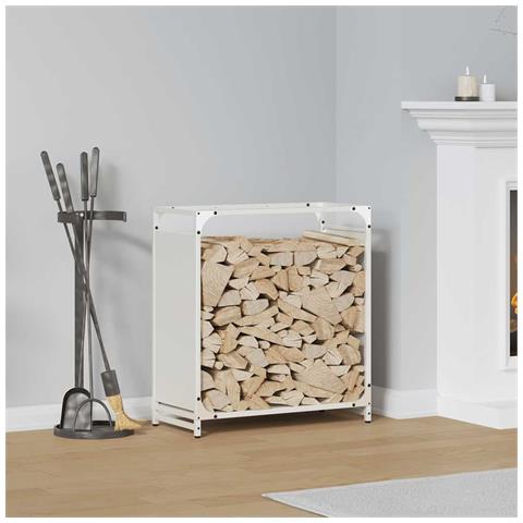 Rastrelliera per Legna da Ardere Bianca 60x28x65 cm - Foto 1