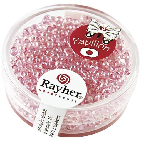 17 Grammi - Rocaille Papillon In Vetro Con Foro Argentato Ø2,6mm - Colore Rosa - Foto 1